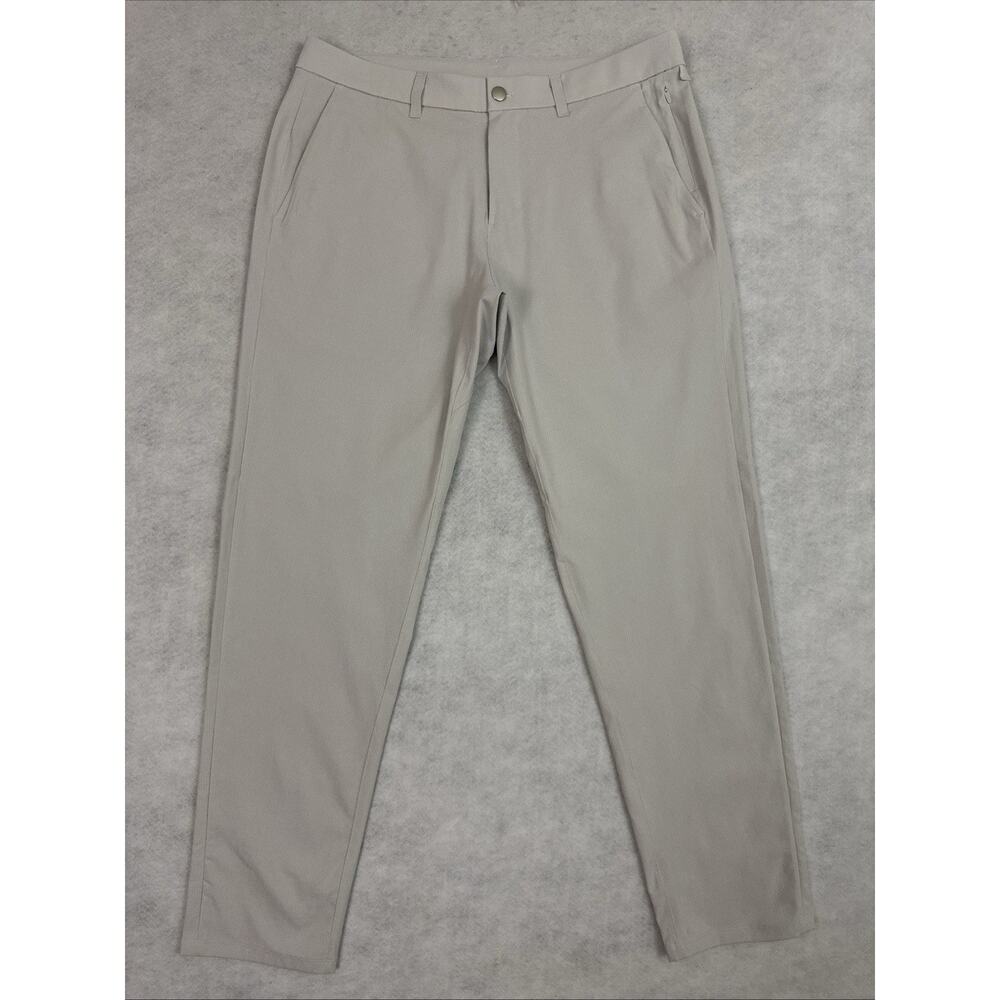 Lululemon Commission Pants Mens 35 Beige Slim Fit Ripstop Golf Stretch LM5ABKS